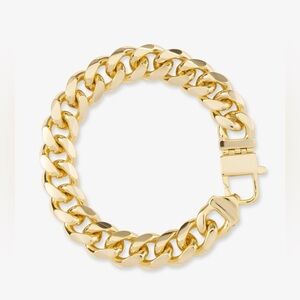 Melinda Maria Julian Cuban Yellow Gold Chain Bracelet 10.8mm 7” NEW,NEVER WORN